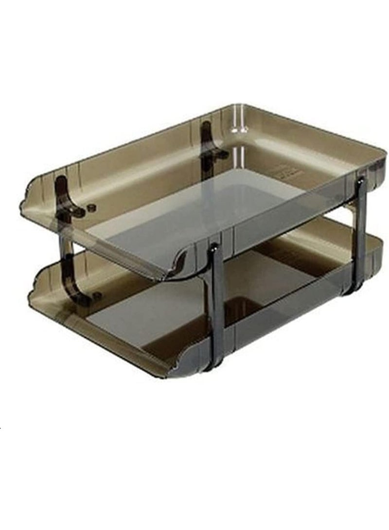 Set of 2 foldable file drawers suitable for A4 rectangular documents, brown - Image 1